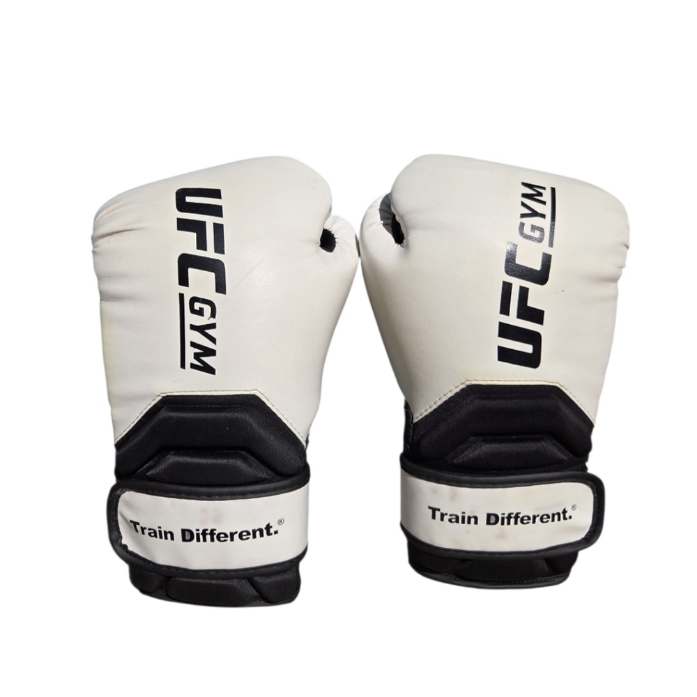 UFC Gym Striker Boxing Gloves White Black Hook Loop Training Sparring Adult 16oz